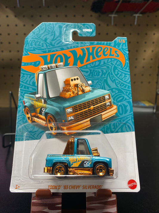 Toon'd '83 Chevy Silverado Hot Wheels 56th Anniversary Pearl & Chrome 2024 Mix 1